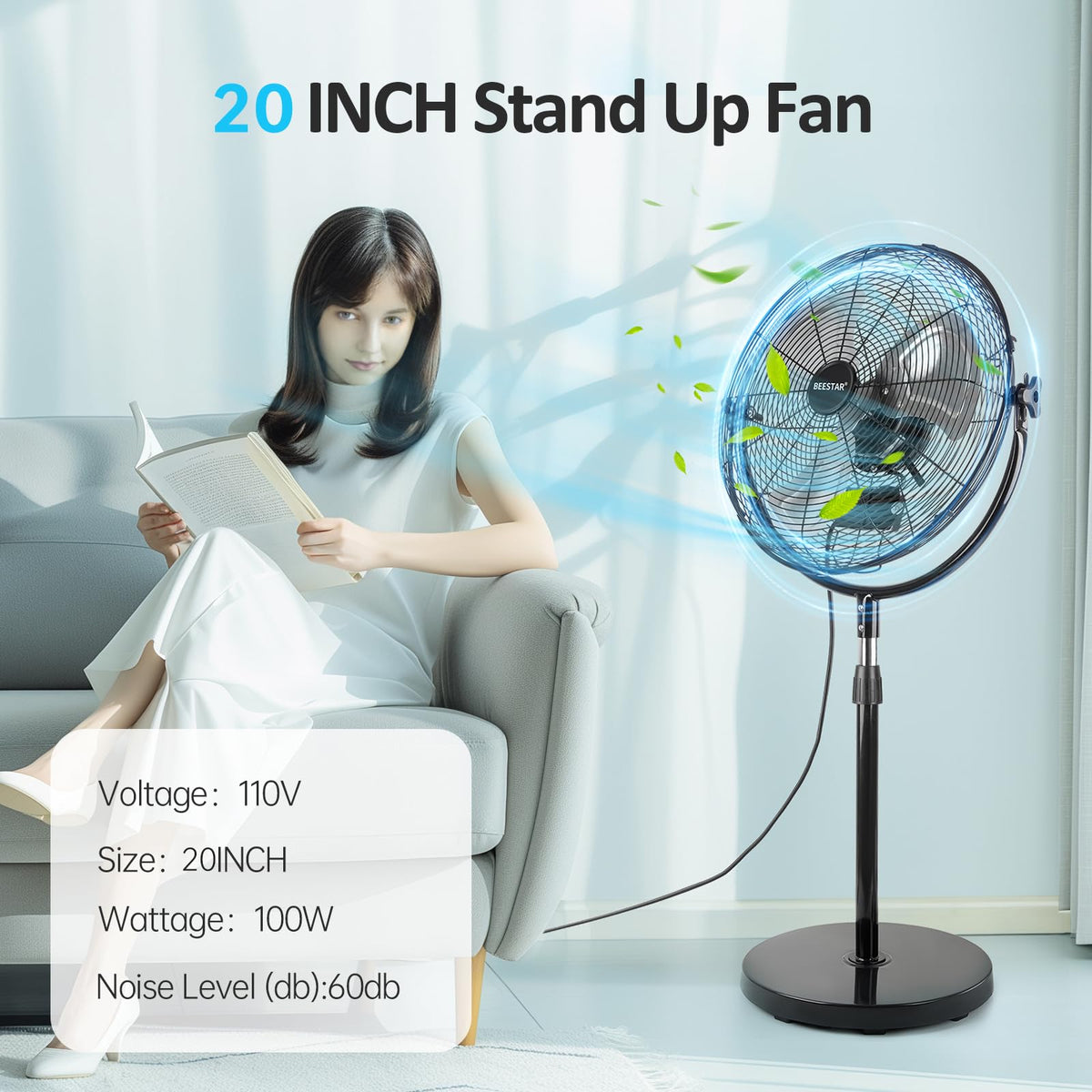 20 Inch Heavy Duty High Velocity Metal Stand Pedestal Fan I16749
