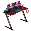 47.2 Inch Z Shaped Carbon Fiber Gaming Desk with Headphone Hook L2196