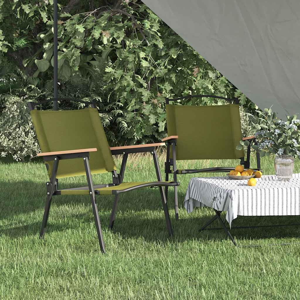Camping Chairs 2 pcs Green Oxford Fabric Folding L1553