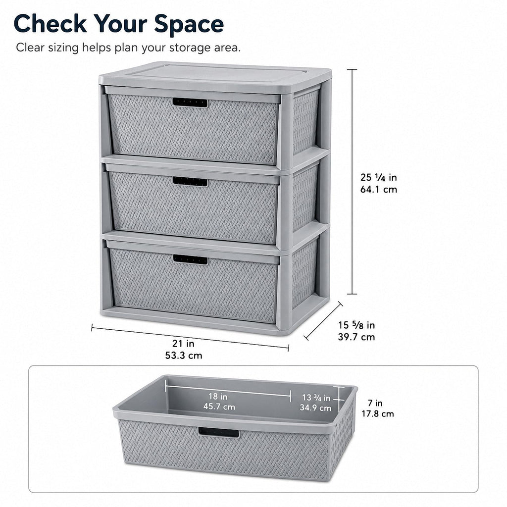 3 Drawer Plastic Storage Organizer F904030