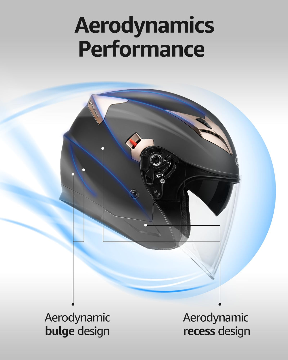 Open Face 3/4 Motorcycle Helmet DOT Approved Dual Visor U55548