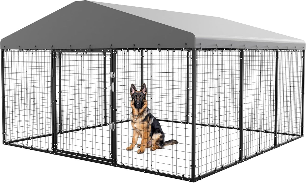 10x10x6 FT Galvanized Steel Dog Kennel with Roof L65342