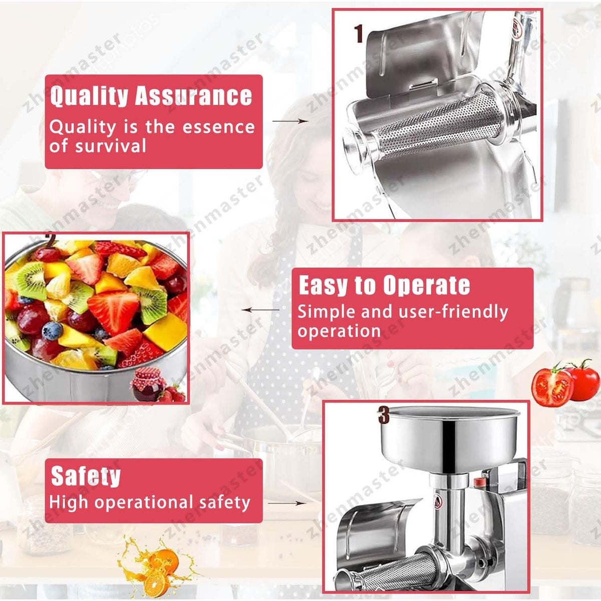 450W Stainless Steel Electric Tomato Strainer V557210