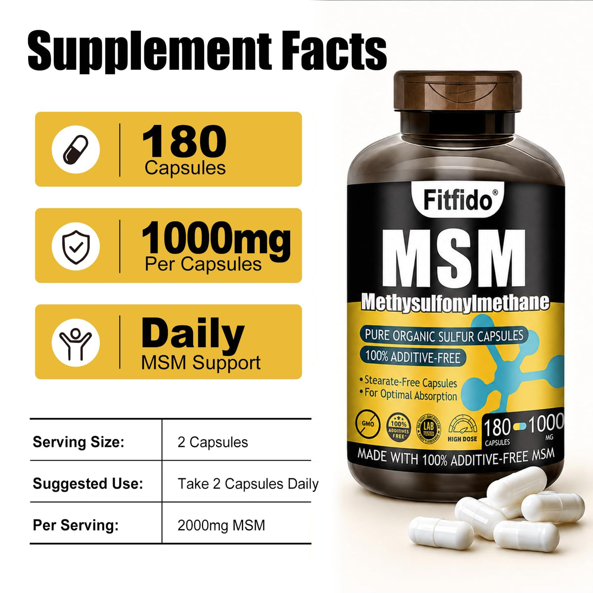 MSM Capsules 1000mg 180 Count E519649
