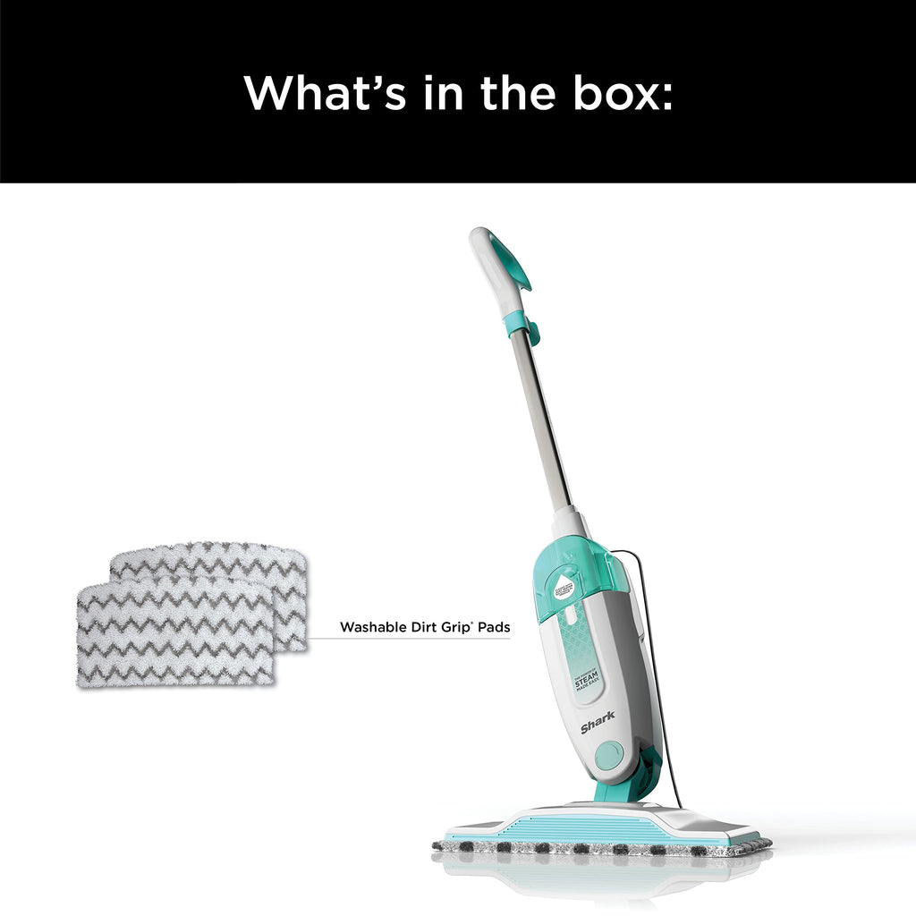 White Steam Mop with 2 Dirt Grip Pads U8157