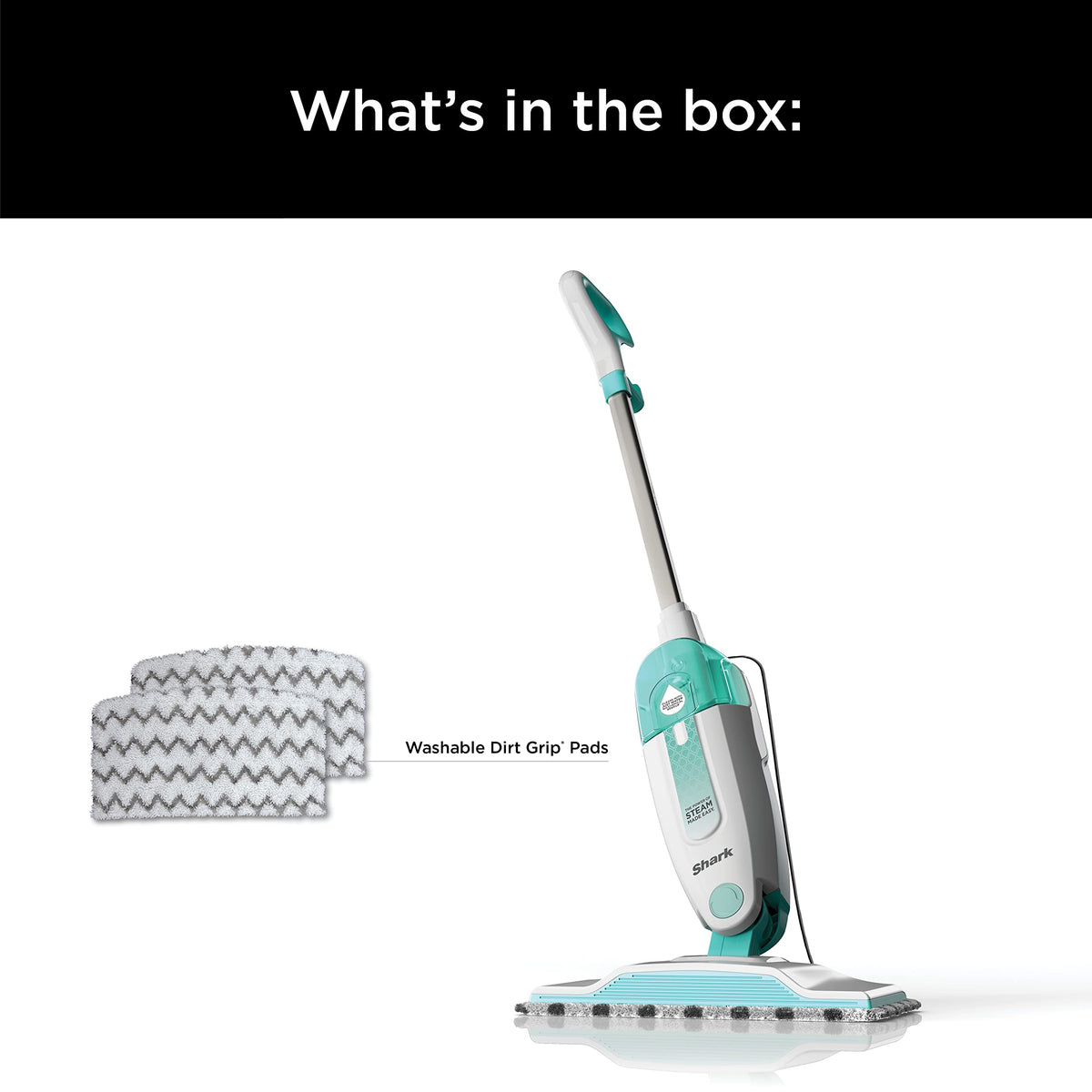 White Steam Mop with 2 Dirt Grip Pads U8157
