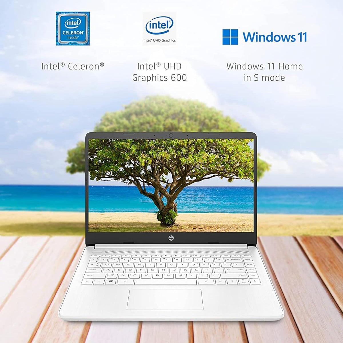 14" Quad-Core Intel Celeron Laptop, 4GB RAM, 128GB, Windows 11 S, White W8647