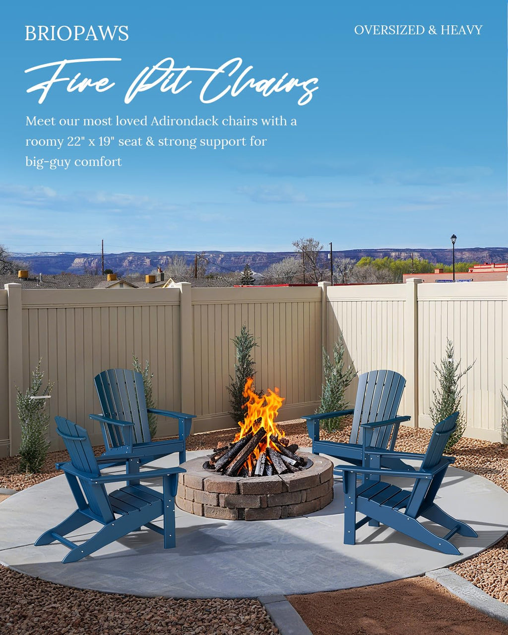 Oversized Adirondack Chairs Set of 2 Blue F610