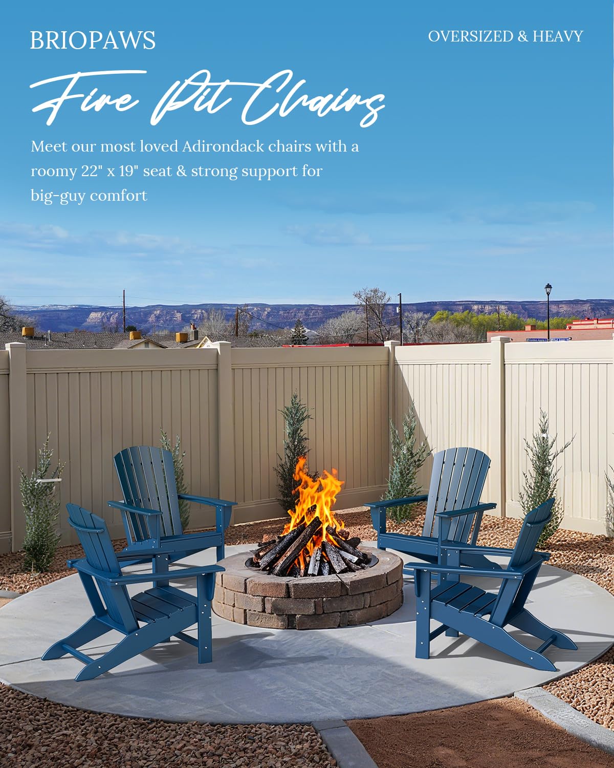 Oversized Adirondack Chairs Set of 2 Blue F610
