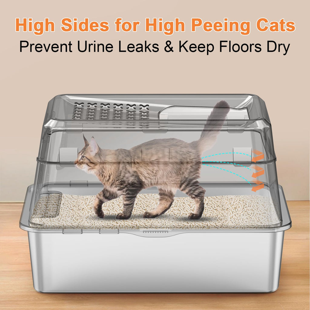 Extra Large Stainless Steel Litter Box with Lid G530