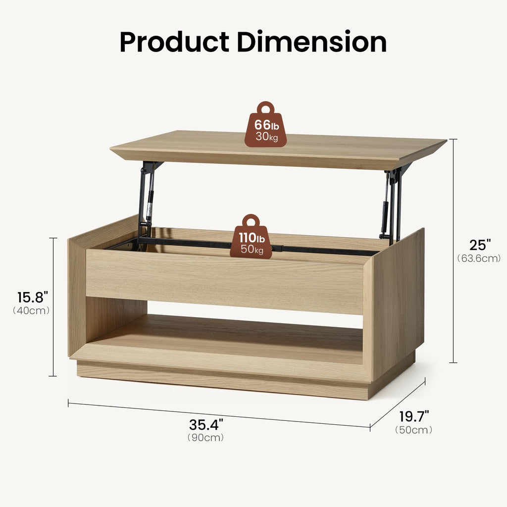 35" Lift Top Wood Coffee Table with Storage S92185