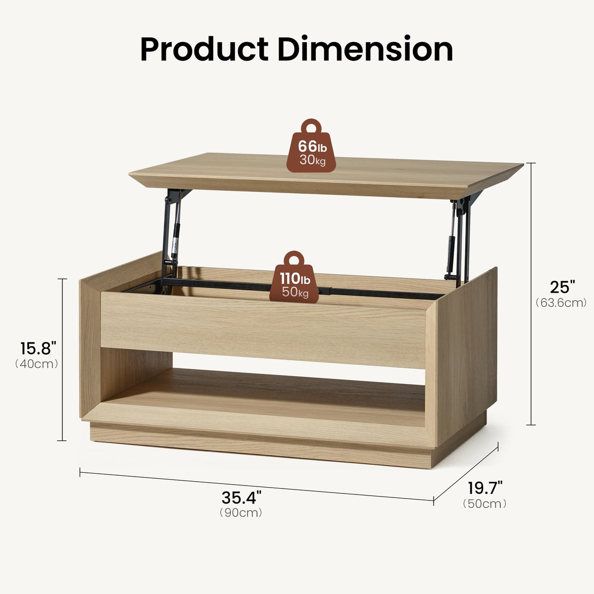 35" Lift Top Wood Coffee Table with Storage S92185