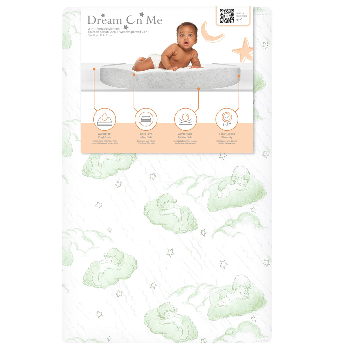 2-in-1 Mini Crib Mattress, Dual-Sided Waterproof R63930
