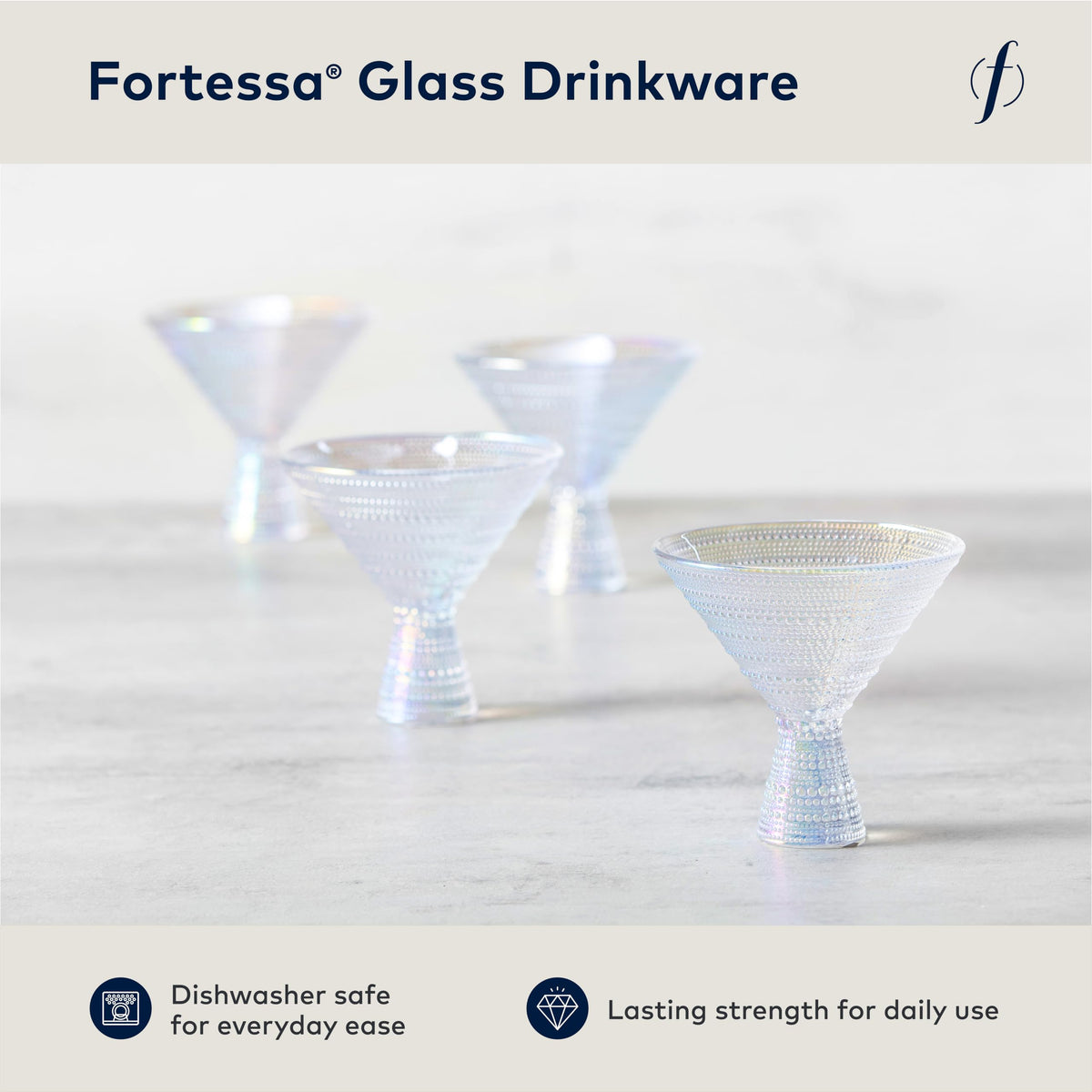 11.5 Ounce Iridescent Glass Martini Set of 4 Q41174