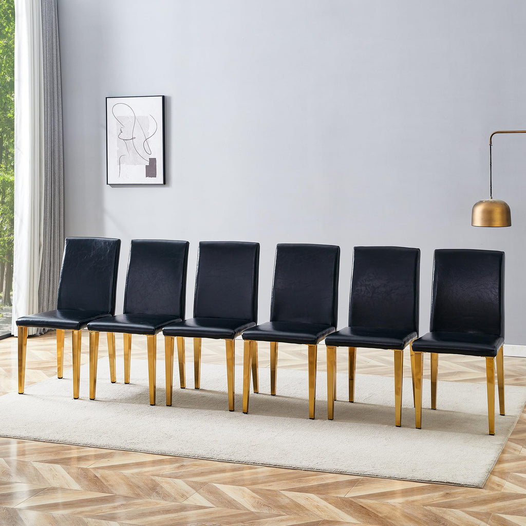 Black PU Leather Dining Chairs Set of 6 Y67306