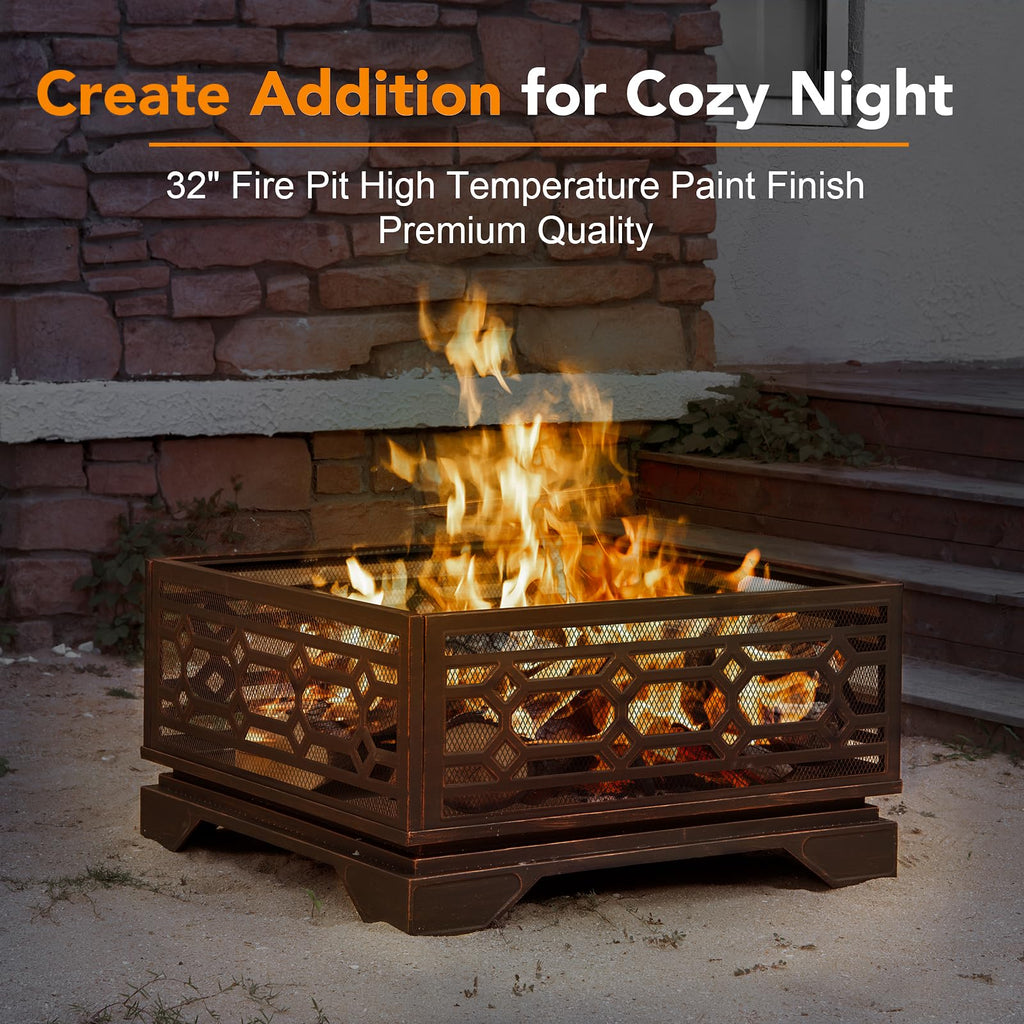 32 Inch Wood Burning Outdoor Fire Pit V538546