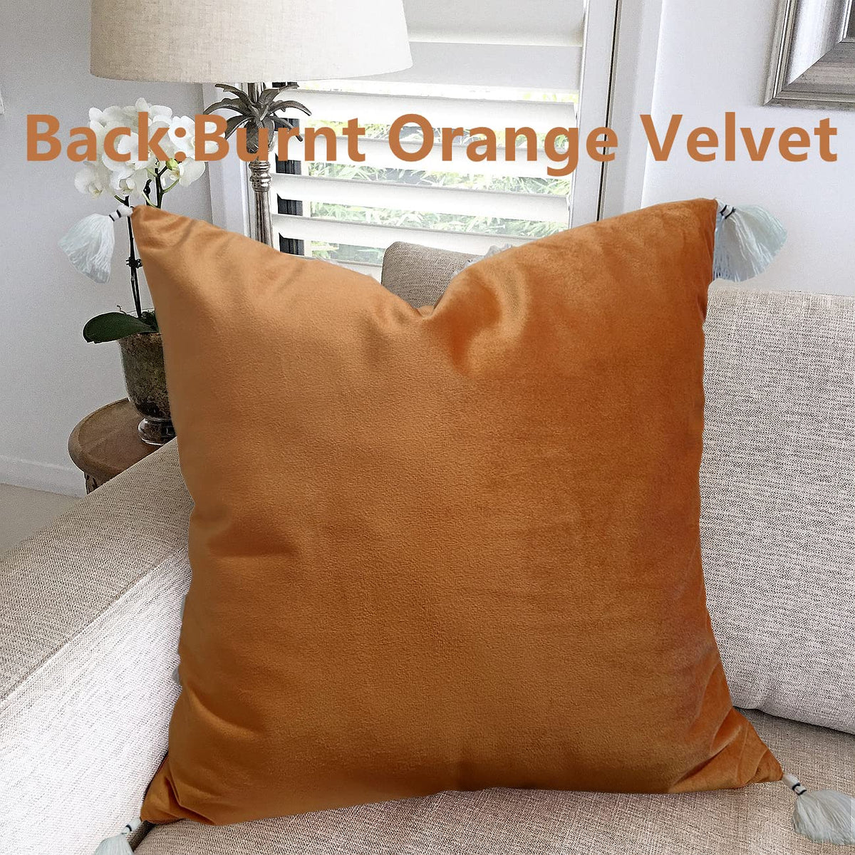 Boho Decorative Throw Pillow Cover with Tassels Fringe 18''x18'' H4792
