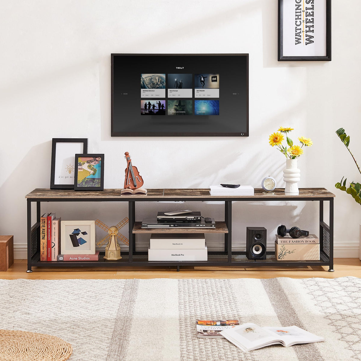 Brown 3 Tier TV Stand up to 80 Inch B3828