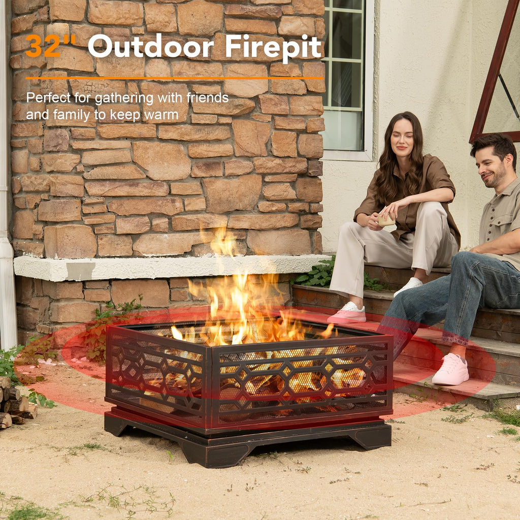 32 Inch Wood Burning Outdoor Fire Pit V538546