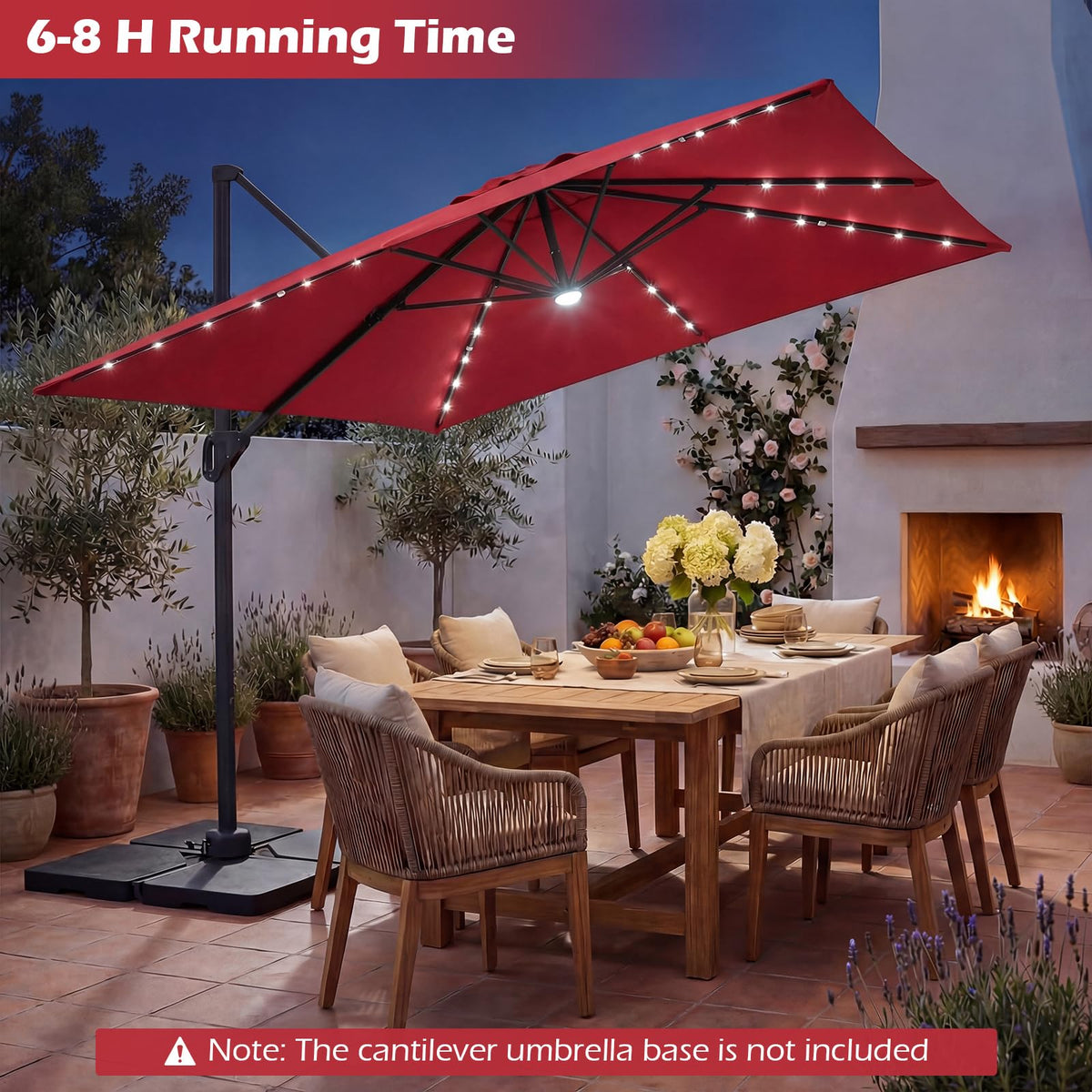 10ft Solar LED Patio Umbrella with Aluminum Pole D125623