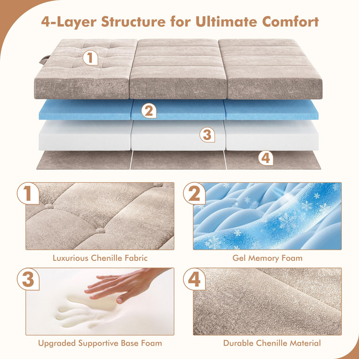 Foldable Twin 4 Inch Memory Foam Mattress S94881