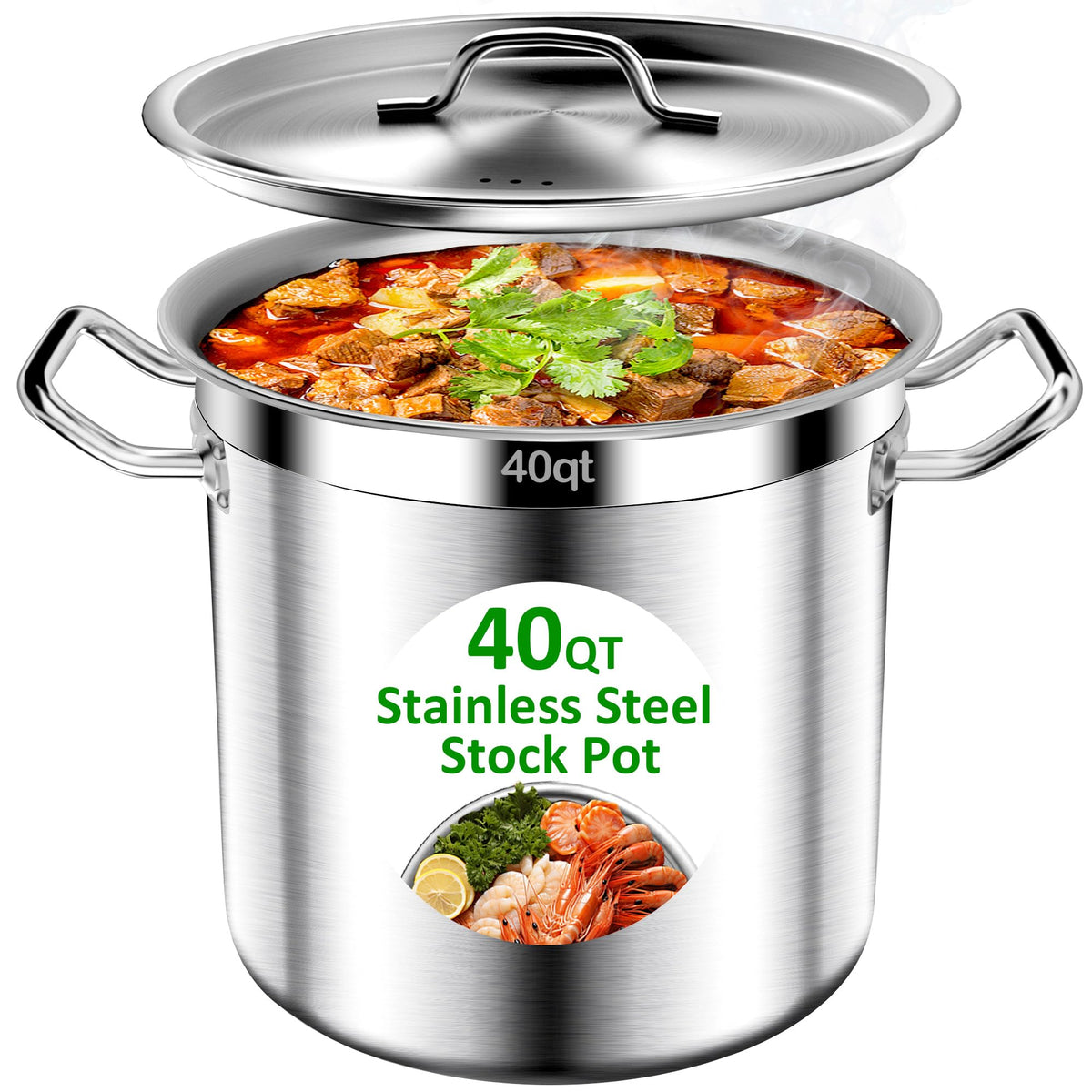 40QT Stainless Steel Stockpot with Lid C64275