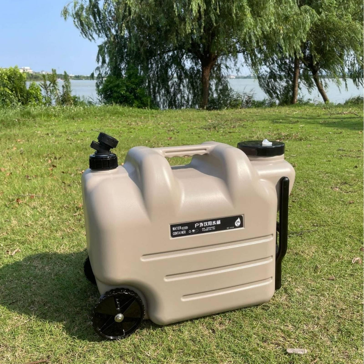 Portable Water Container with Faucet, Wheels, Black W850