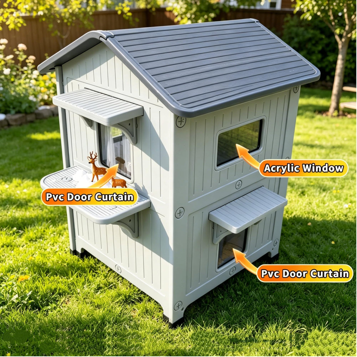 Weatherproof 2 Story Cat House with Mat Q703