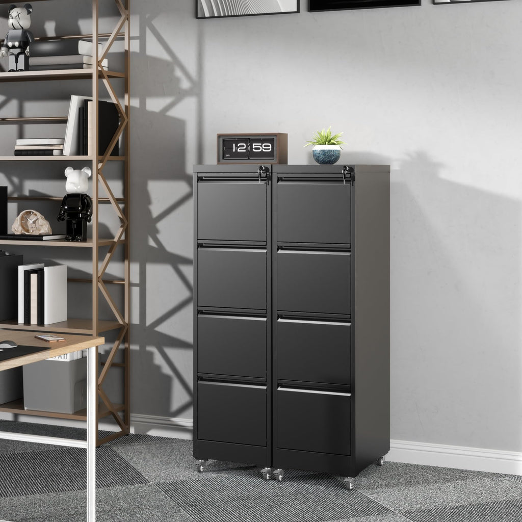 4-Drawer Mobile File Cabinet with Lock and Wheels I394550