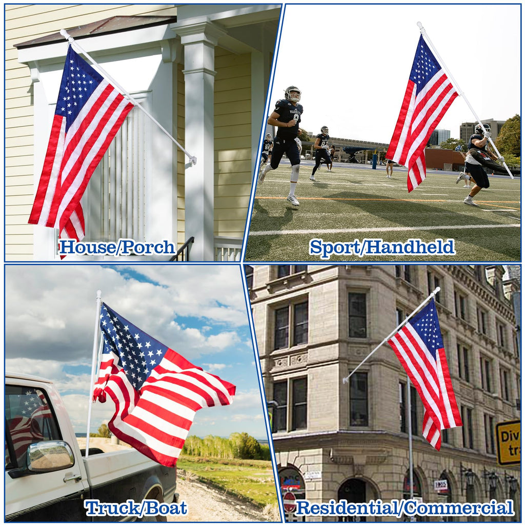 White 5 FT Stainless Steel Wall Mount Flag Pole Kit with 360° Rotating Rings M214778