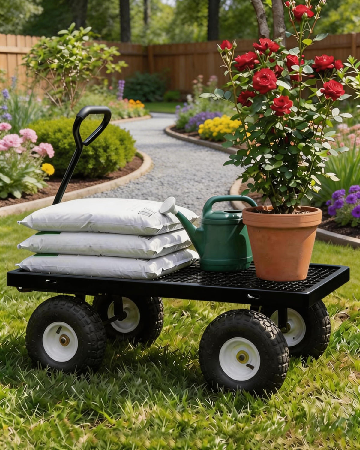 800LBS Heavy Duty Steel Garden Cart with Removable Mesh Sides I43207
