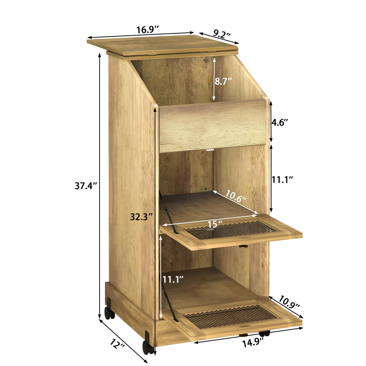3 Tier Wooden Potato and Onion Storage Bin with Wheels B239