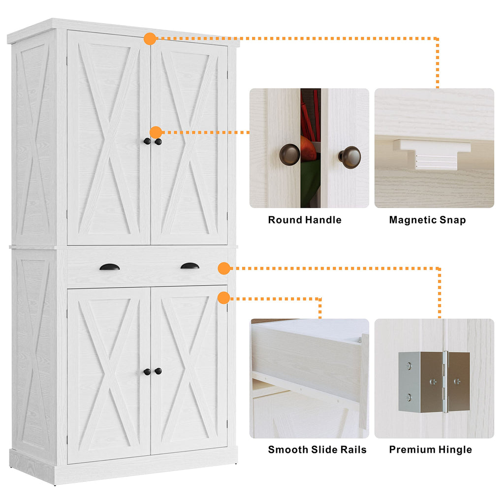 White Kitchen Pantry Storage Cabinet X495