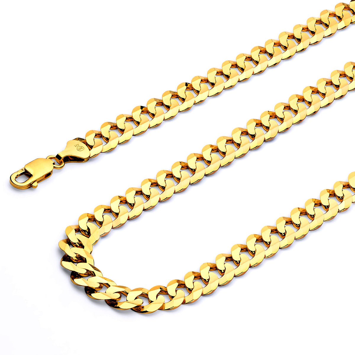 14k Yellow White Two Tone Gold Cuban Concave Curb Chain Necklace Bracelet V863835