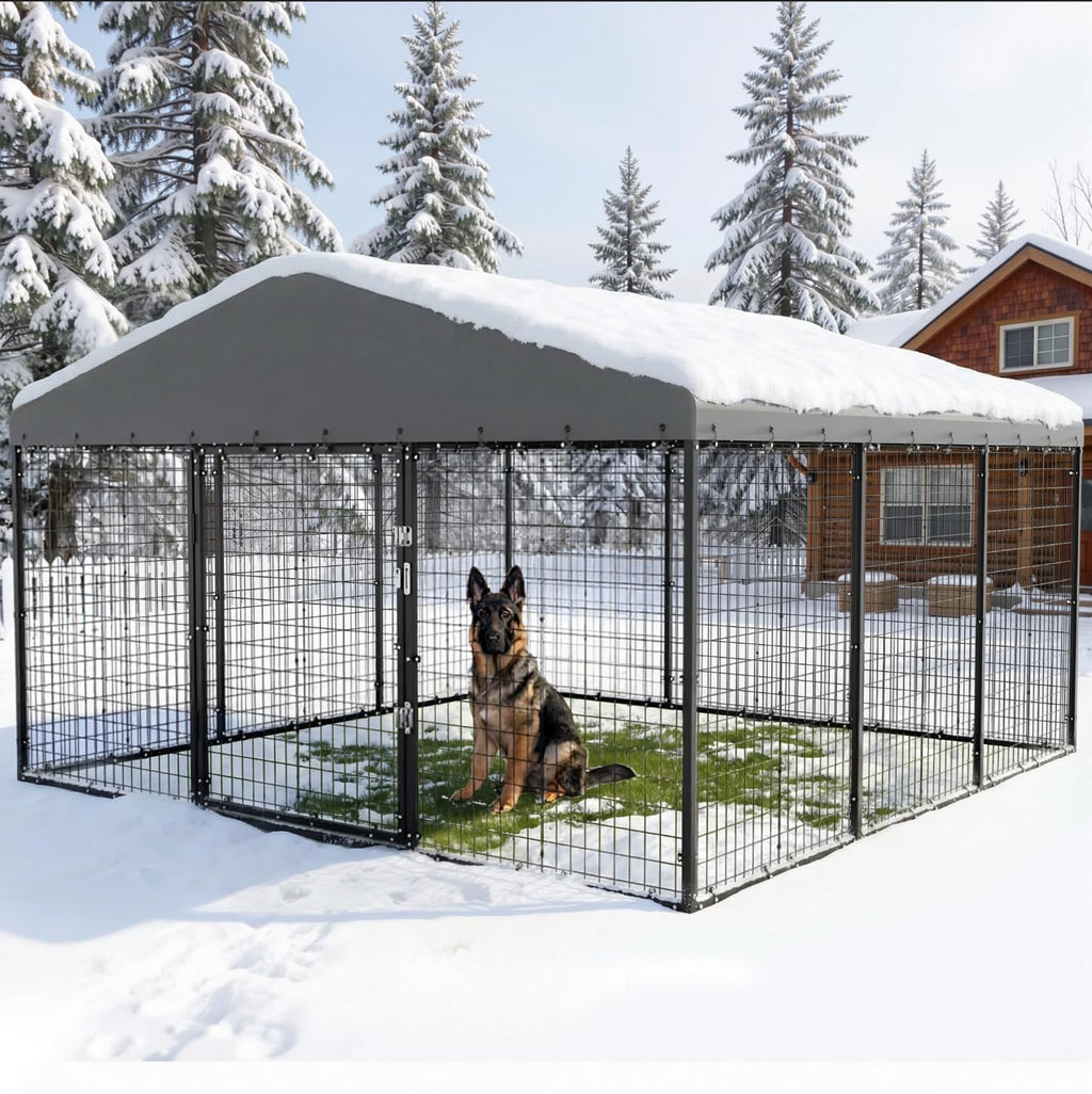 10x10x6 FT Galvanized Steel Dog Kennel with Roof L65342