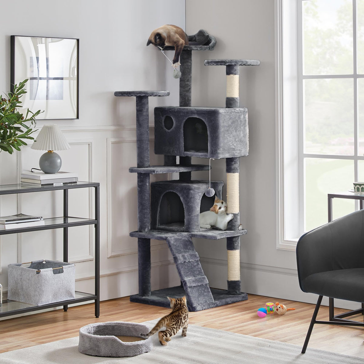 70in Multi-Level Cat Tree with Sisal Scratching Posts C50936