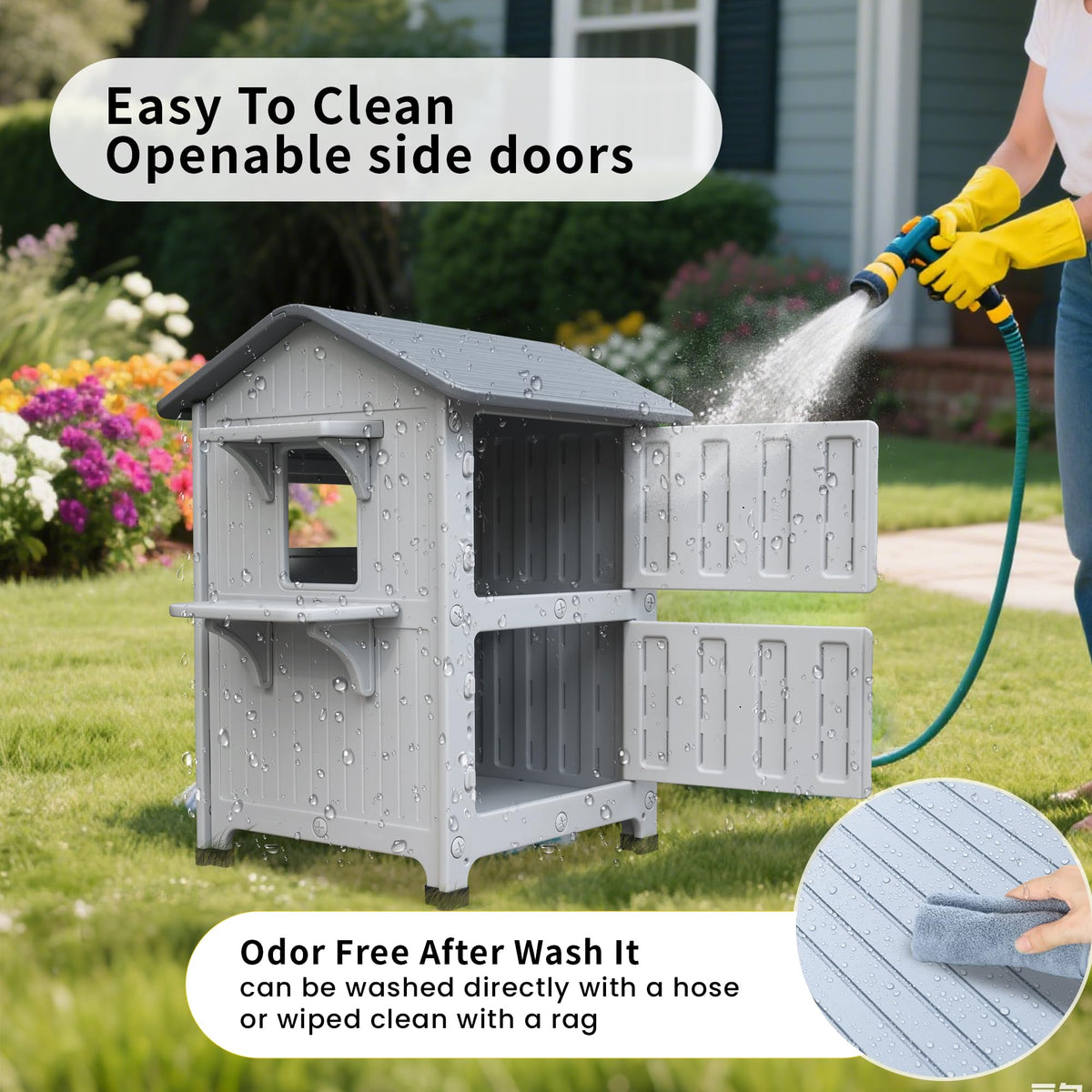 Weatherproof 2 Story Cat House with Mat Q703