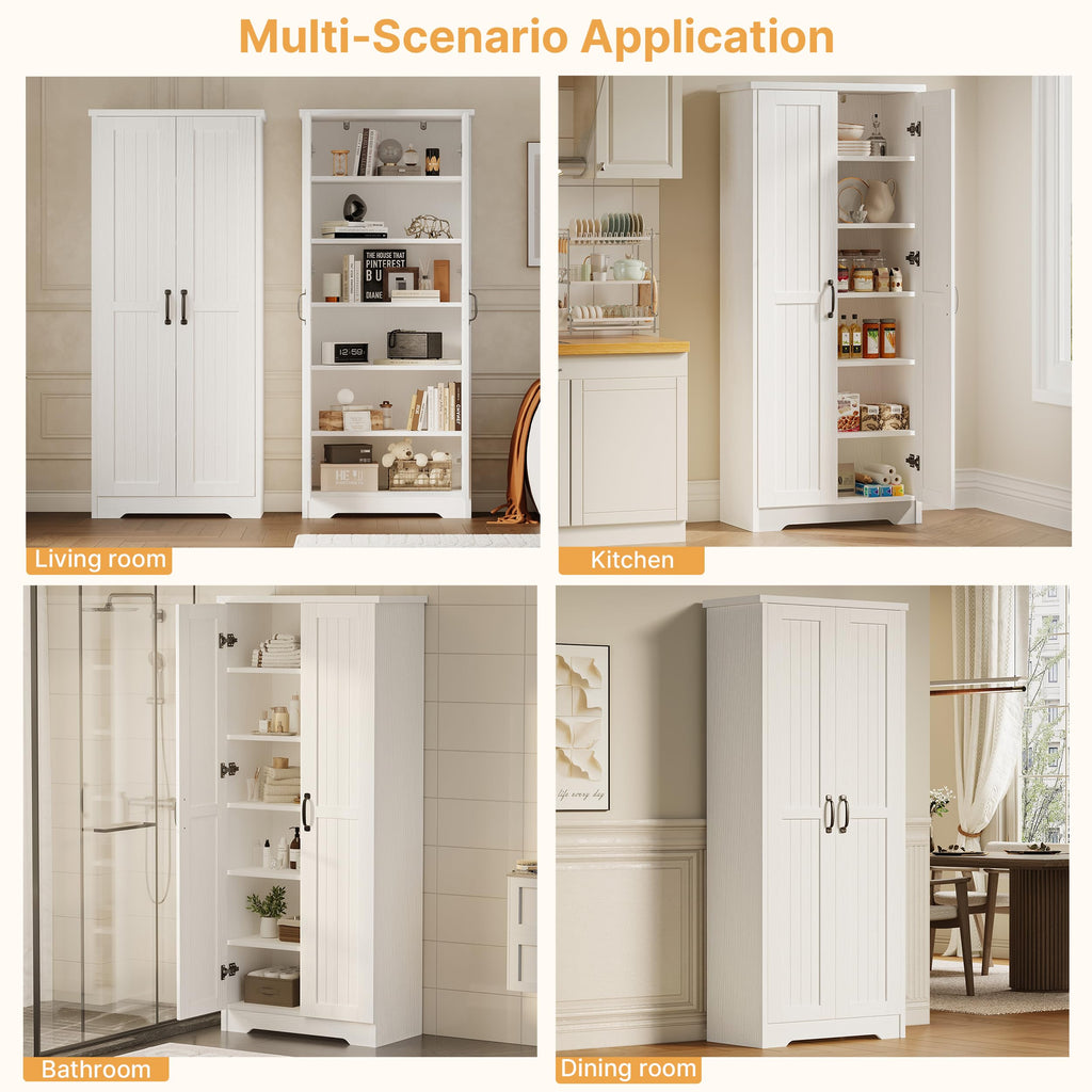 70" Tall Wood Storage Cabinet with 6 Adjustable Shelves X622