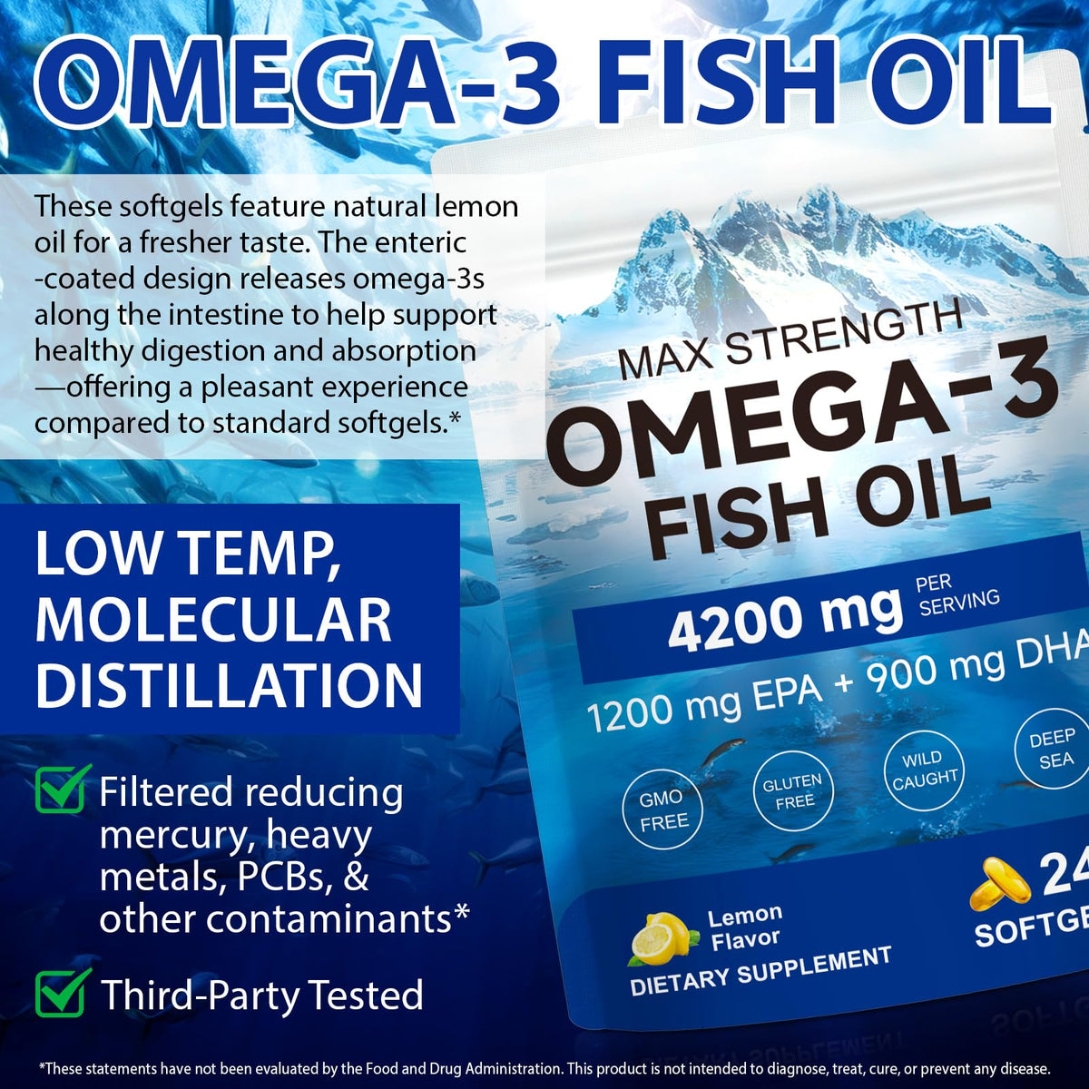 Omega 3 Fish Oil Softgels 4200mg 240 Softgels B404349