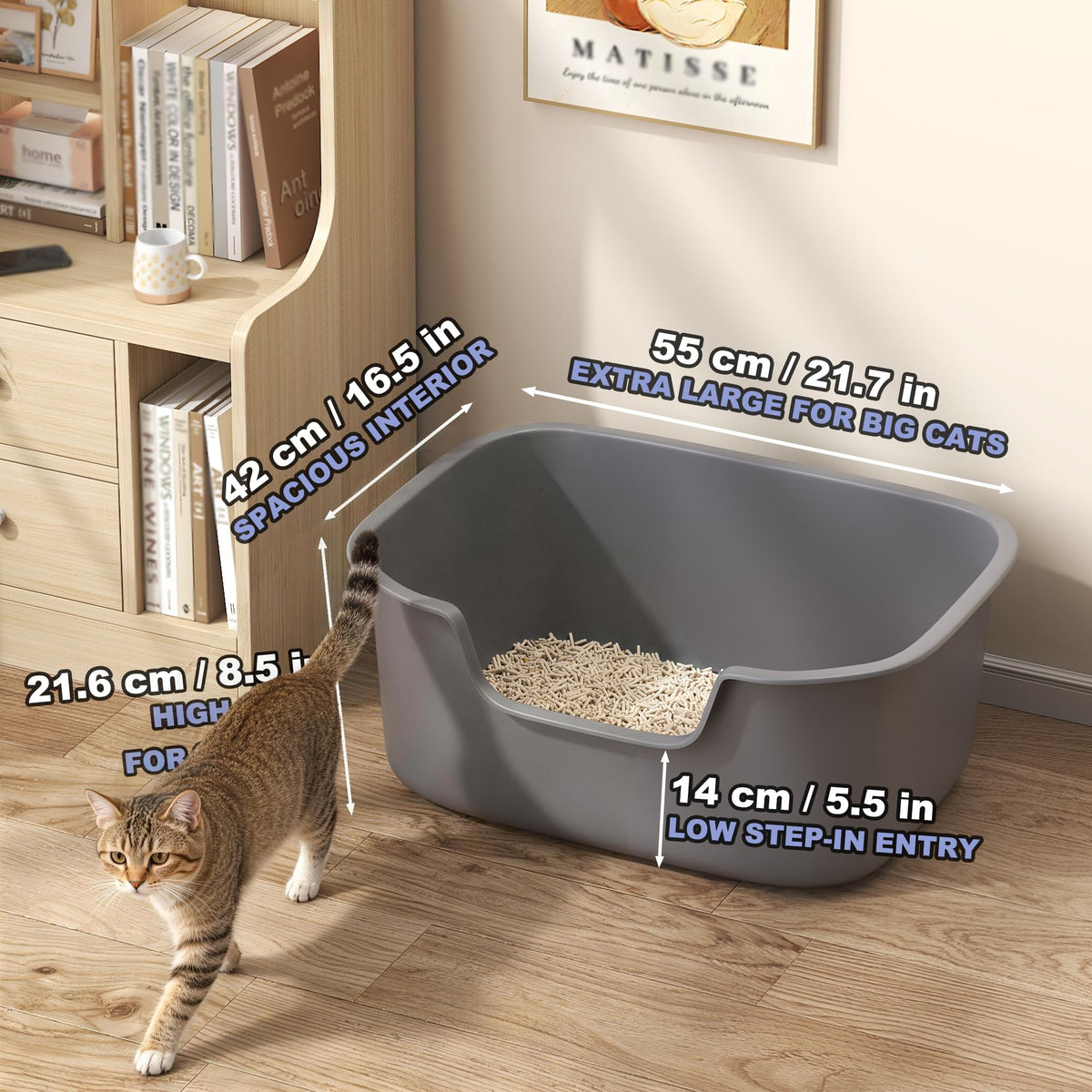 Large High Sides Cat Litter Box H98853