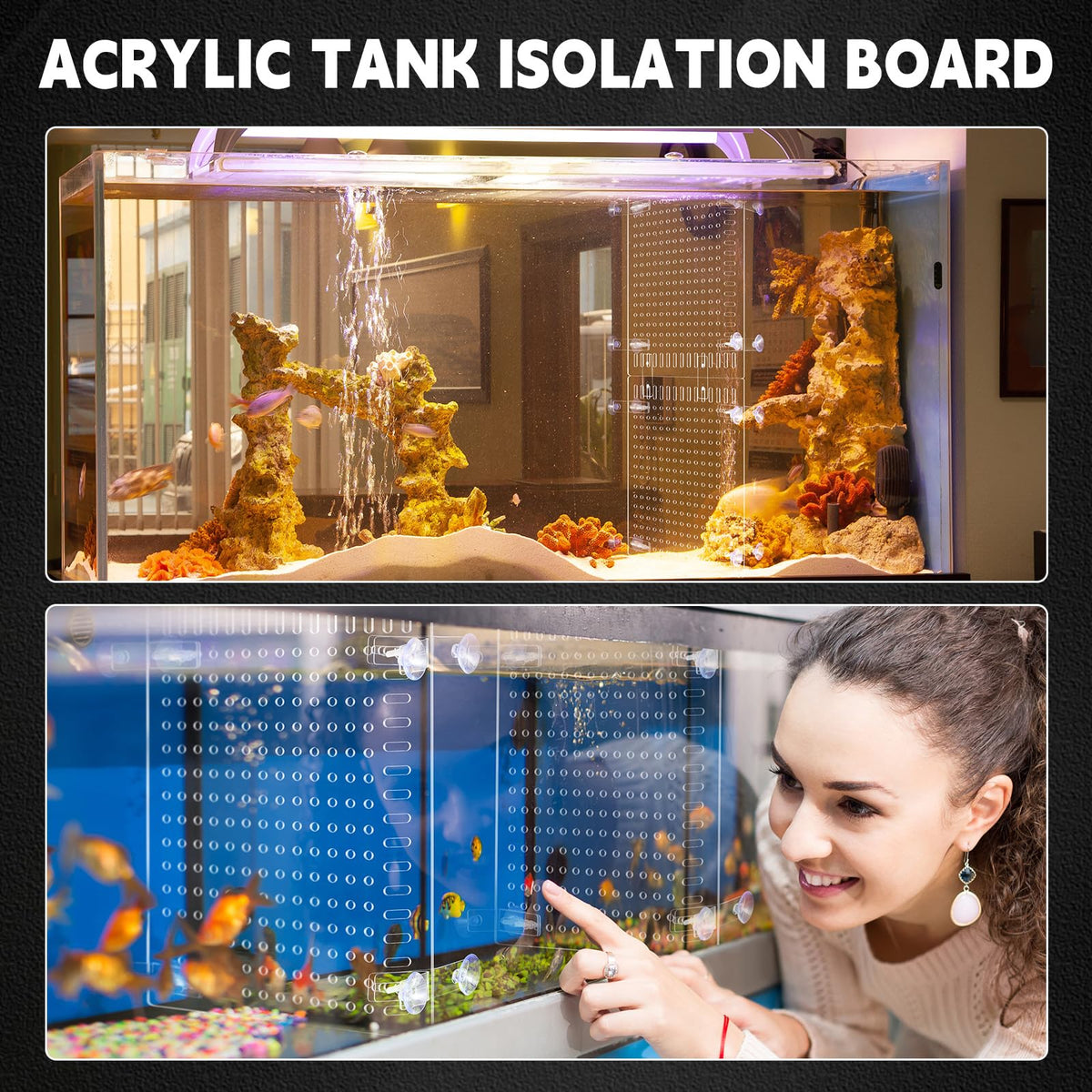 4 Set Acrylic Aquarium Divider Fish Tank Panels O602