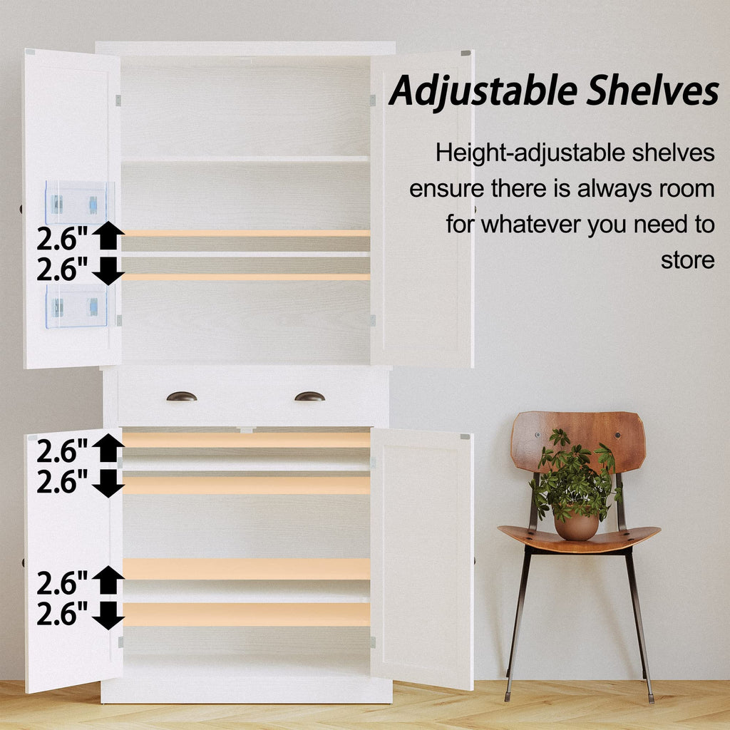 White Kitchen Pantry Storage Cabinet X495