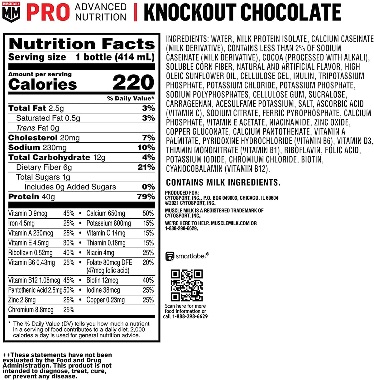 Knockout Chocolate Protein Shake 14 Fl Oz 12 Pack H3894