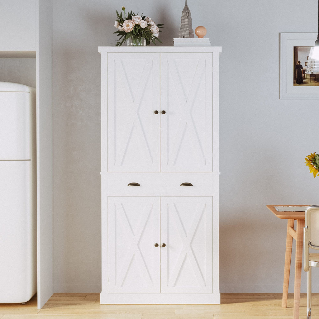 White Kitchen Pantry Storage Cabinet X495