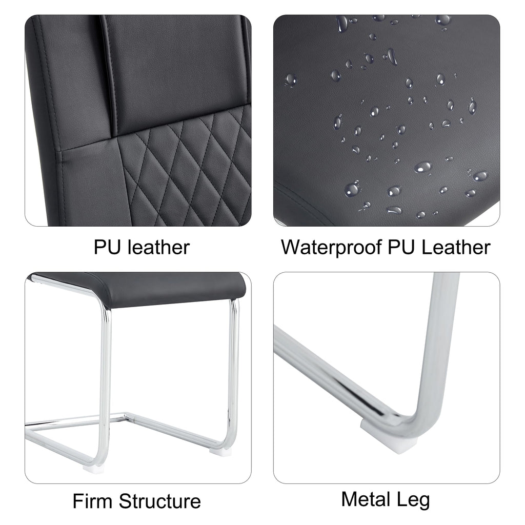 Black Faux Leather Dining Chairs Set 6 Q291