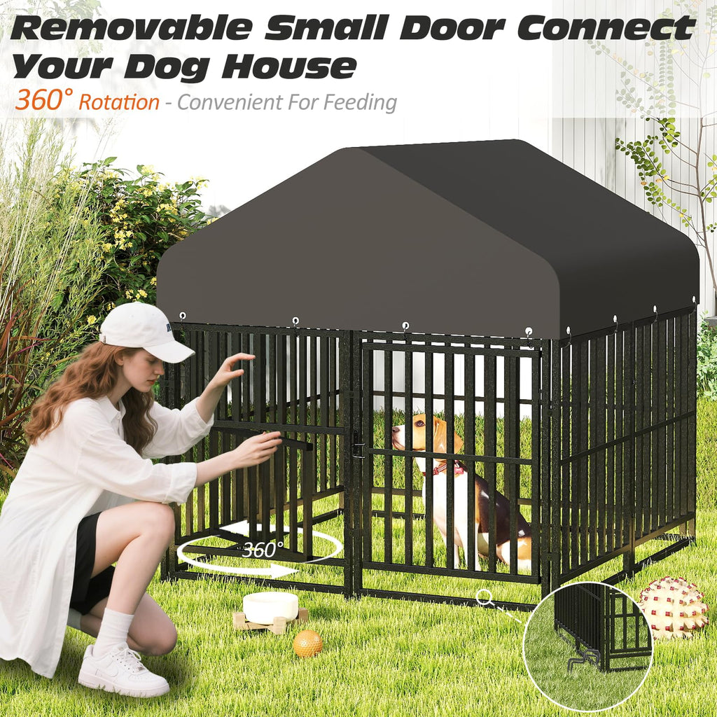 Small Dog Kennel Outdoor Heavy Duty Welded Wire Steel Pet Enclosure L604