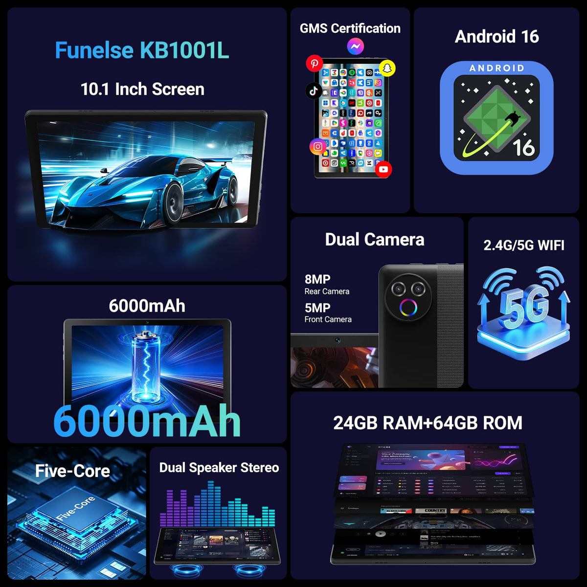 Android 16 Tablet with Keyboard F818