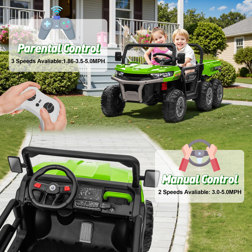 24V 2 Seater 4WD 6-Wheels Battery Powered Ride On Dump Truck A6306