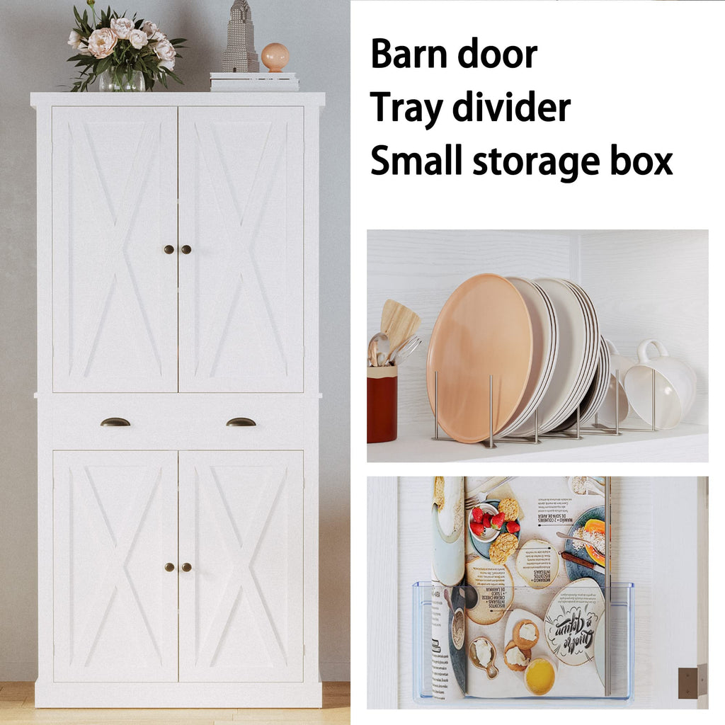 White Kitchen Pantry Storage Cabinet X495
