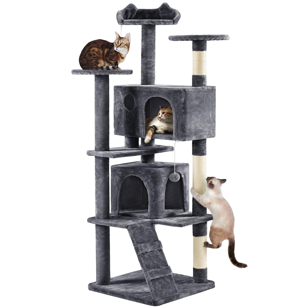 70in Multi-Level Cat Tree with Sisal Scratching Posts C50936